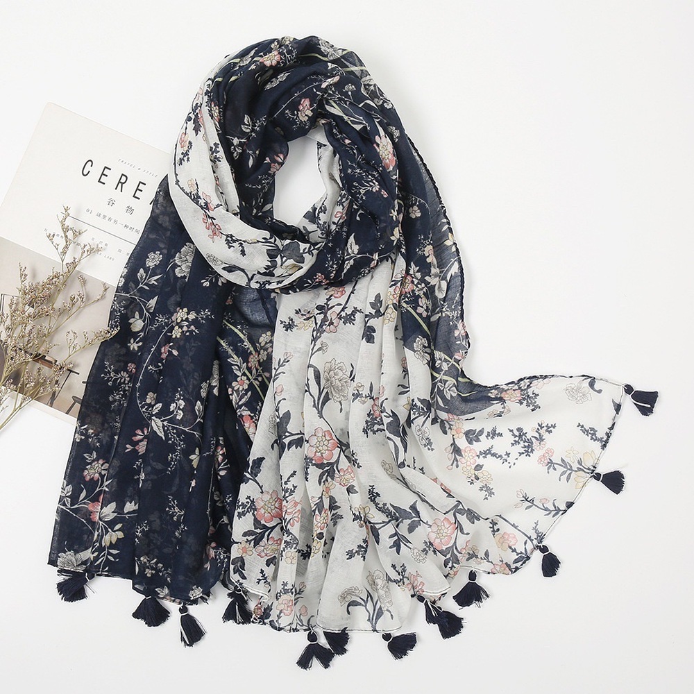 Women's scarf thin cotton and linen retro style scarf